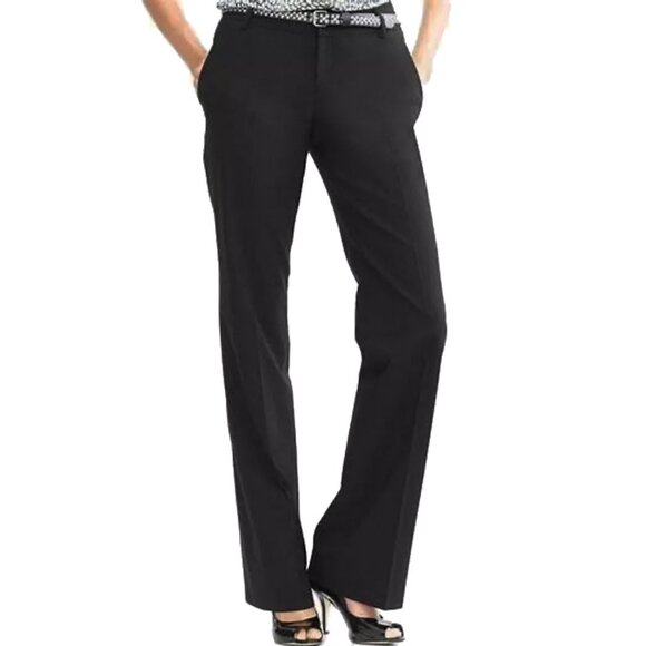 Banana Republic Martin Fit Lined Wool Flare Leg Trousers Pants 0 Black - Picture 1 of 7